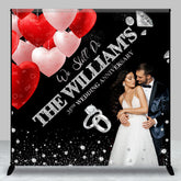 Aperturee - Red Pink Heart Balloon Custom Anniversary Backdrop